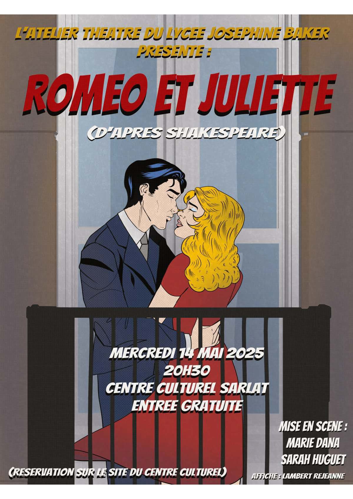 Affiche atelier théâtre 2025 Roméo et Juliette
